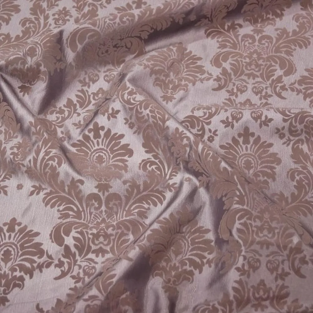 Damask Flocking Taffeta Table Runner in Silver on Silver
