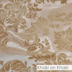 Damask Flocking Taffeta Table Runner in Khaki on Khaki