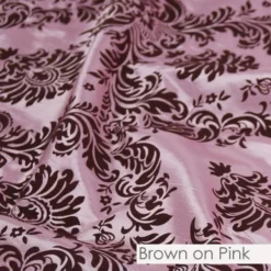 Damask Flocking Taffeta Table Runner in Brown on Pink