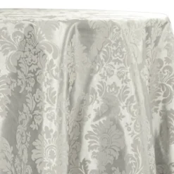Damask Flocking Taffeta Table Linen in Ivory on Ivory