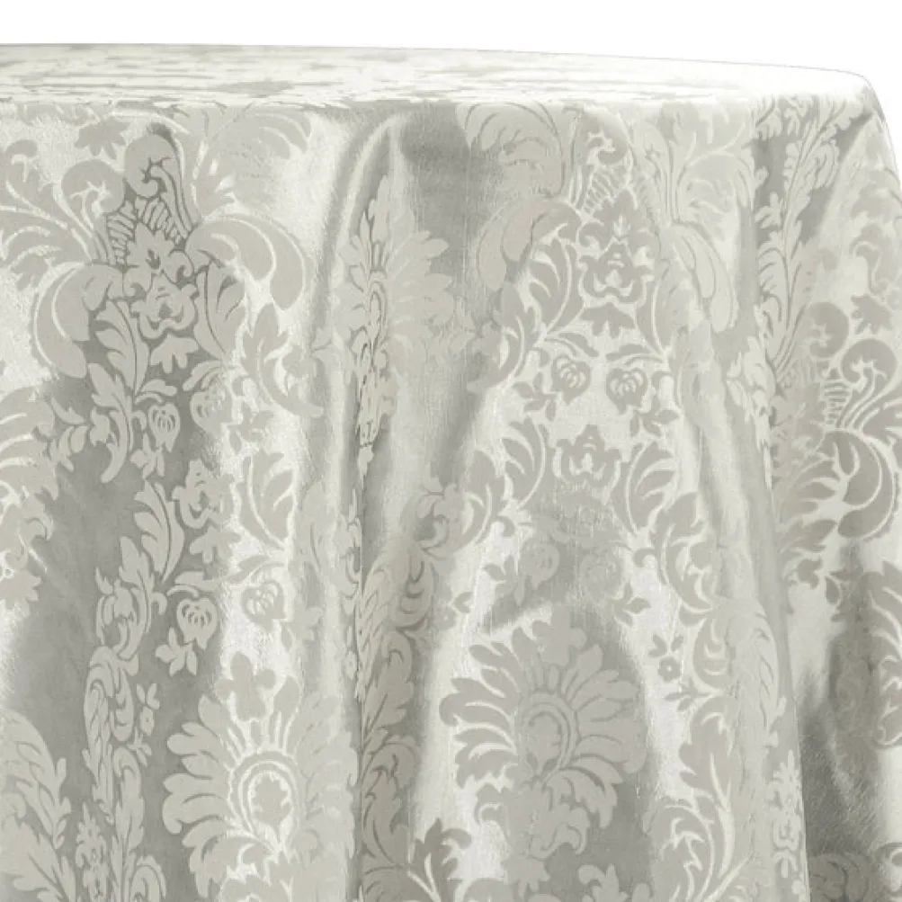 Damask Flocking Taffeta Table Linen in Ivory on Ivory