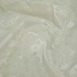 Damask Flocking Taffeta Table Linen in Ivory on Ivory