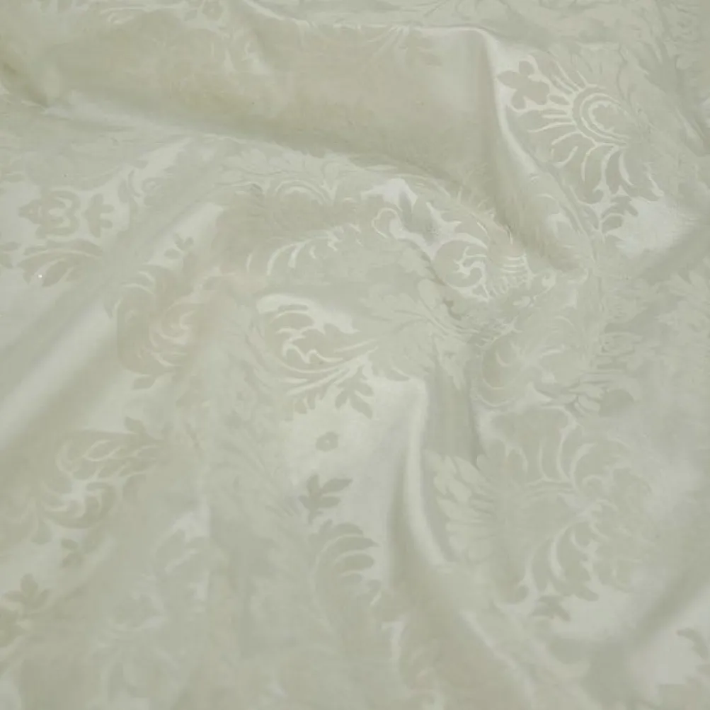 Damask Flocking Taffeta Table Linen in Ivory on Ivory