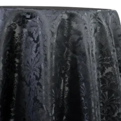 Damask Poly Table Linen in Black