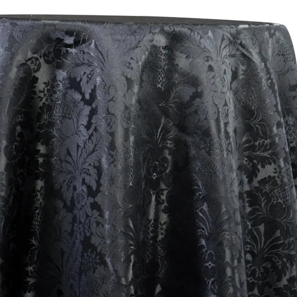 Damask Poly Table Linen in Black