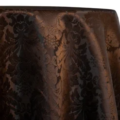 Damask Poly Table Linen in Brown 1266