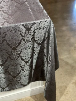 Damask Poly Table Linen in Gray 7312