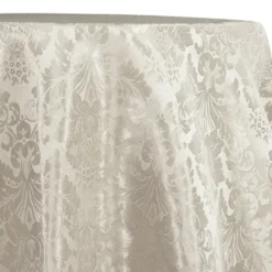 Damask Poly Table Linen in Ivory