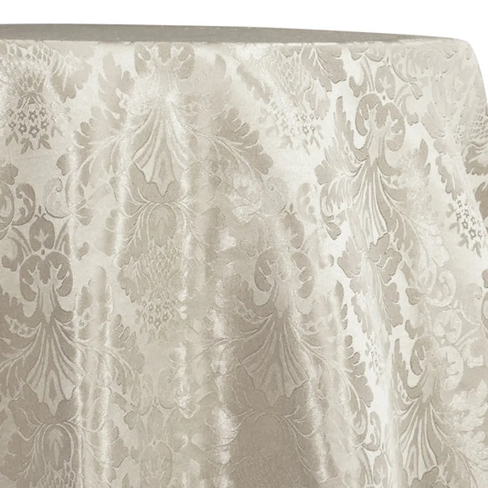 Damask Poly Table Linen in Ivory