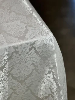 Damask Poly Table Linen in Ivory