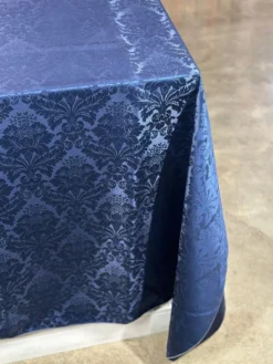 Damask Poly Table Linen in Navy 1245