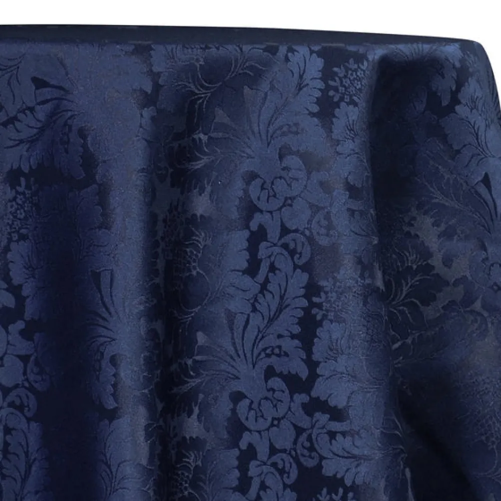 Damask Poly Table Linen in Navy 1245