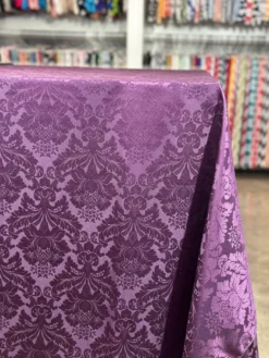 Damask Poly Table Linen in Raisin 1356