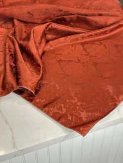 Damask Poly Table Linen in Rust 1351