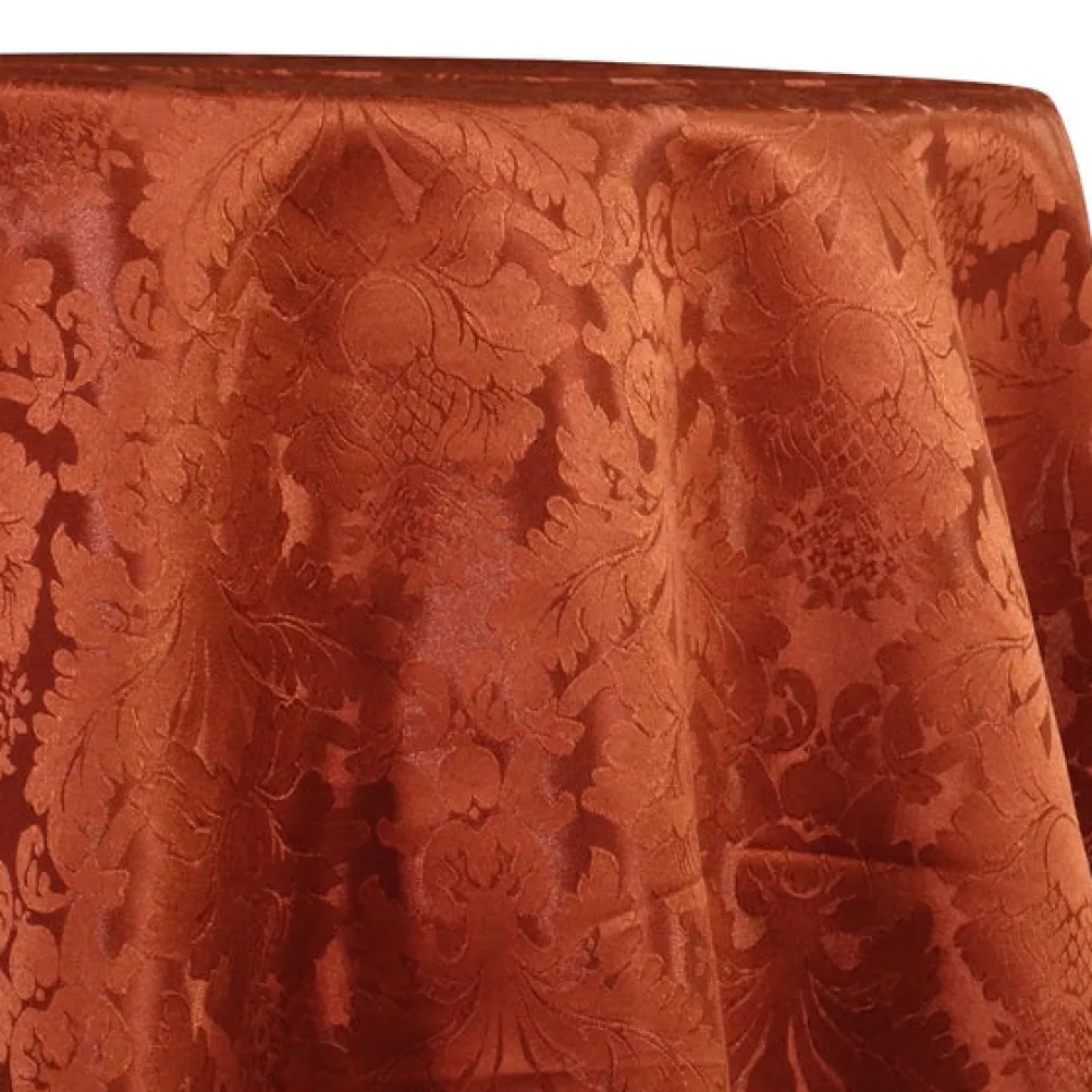 Damask Poly Table Linen in Rust 1351