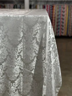 Damask Poly Table Linen in Silver 1310