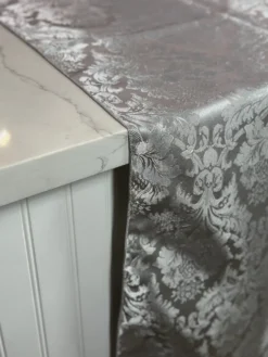 Damask Poly Table Linen in Silver 1310