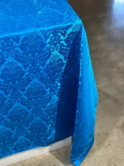 Damask Poly Table Linen in Turquoise 1140