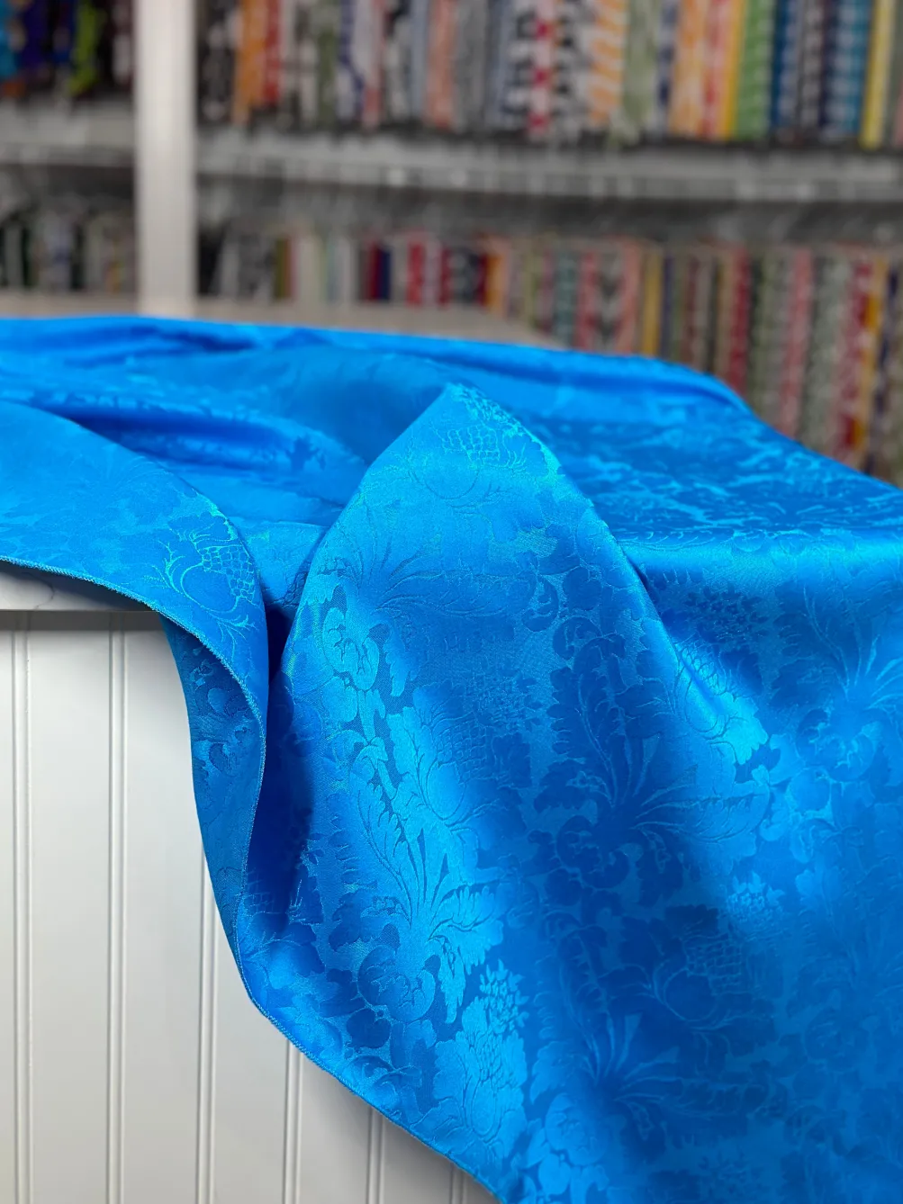 Damask Poly Table Linen in Turquoise 1140