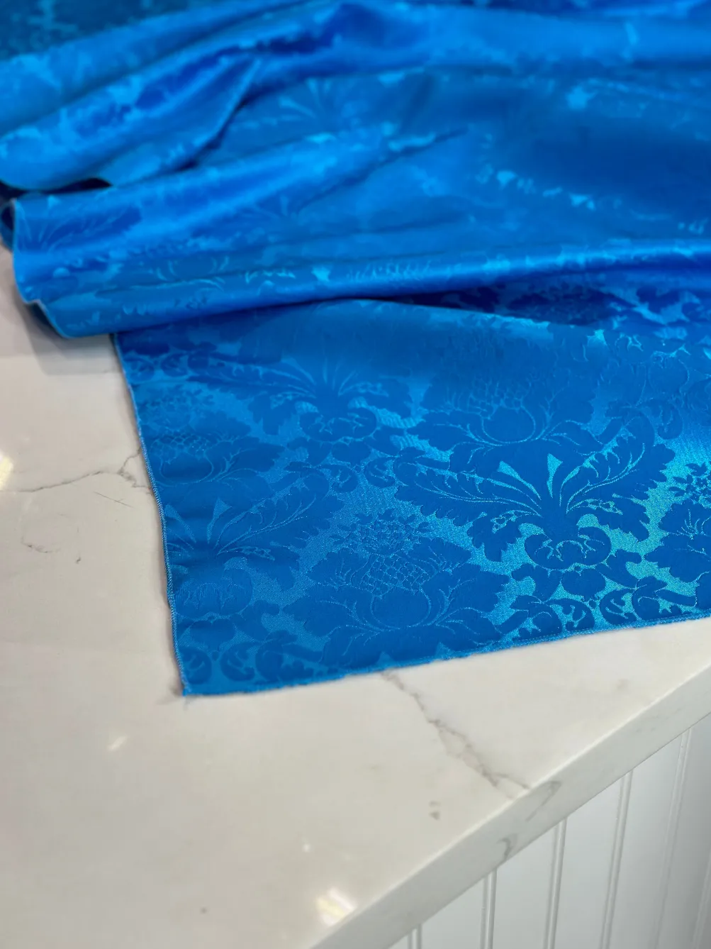 Damask Poly Table Linen in Turquoise 1140