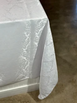 Damask Poly Table Linen in White