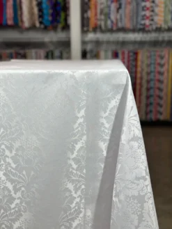 Damask Poly Table Linen in White