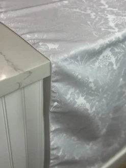 Damask Poly Table Linen in White