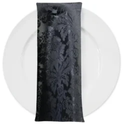 Damask Poly Table Napkin in Black