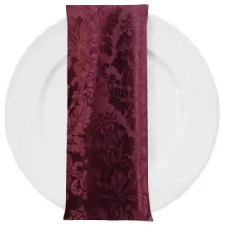 Damask Poly Table Napkin in Burgundy