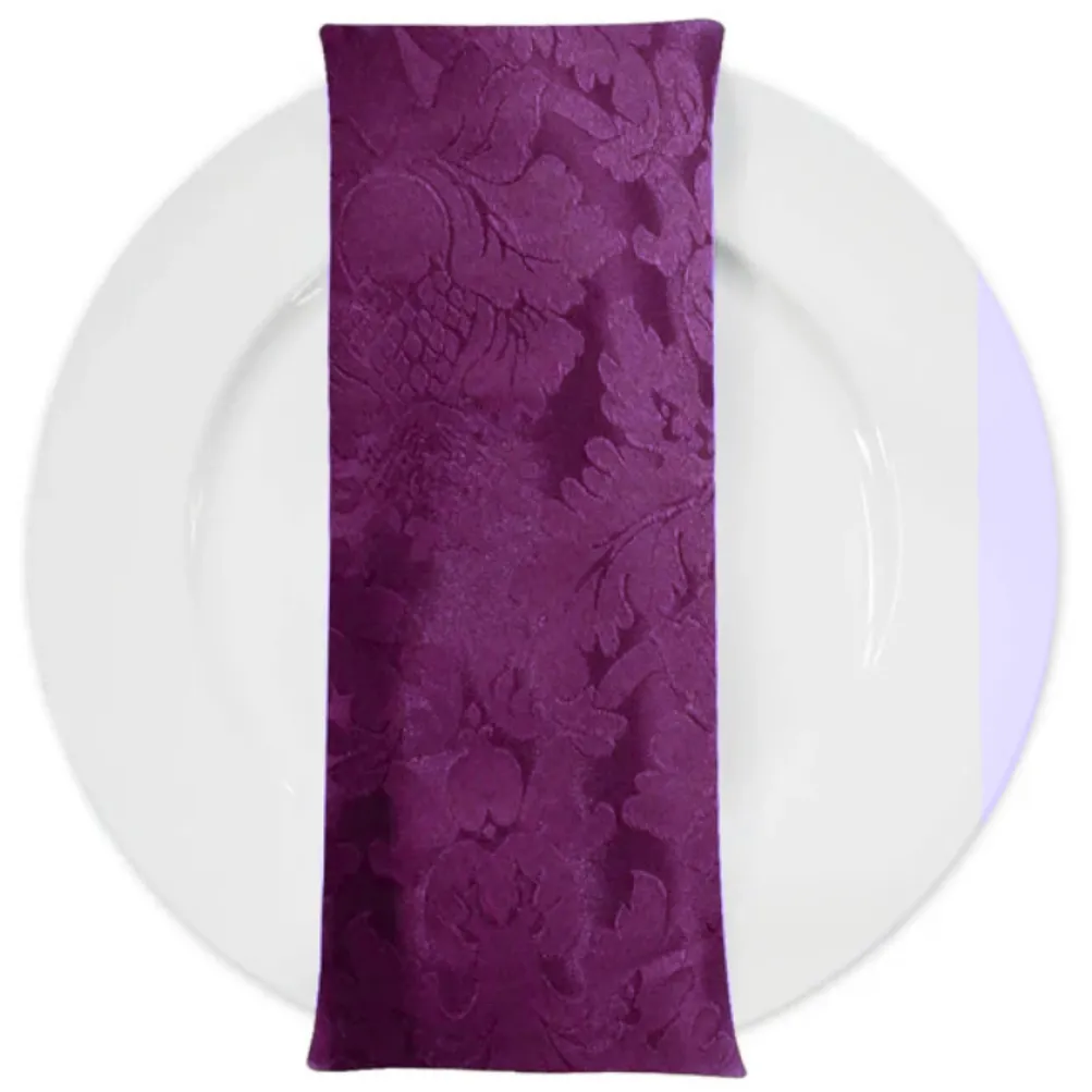 Damask Poly Table Napkin in Raisin 1356