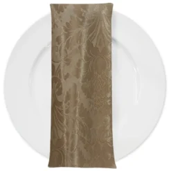 Damask Poly Table Napkin in Taupe D 1410