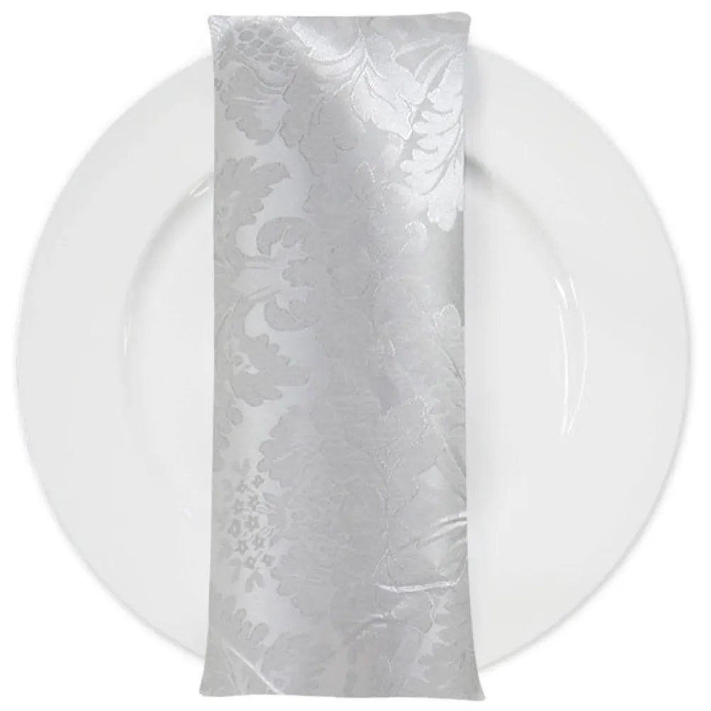 Damask Poly Table Napkin in White