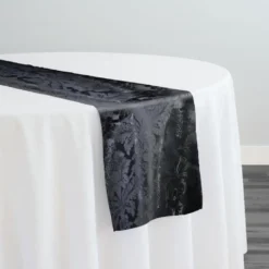 Damask Poly Table Runner in Black