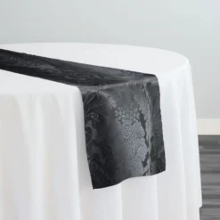 Damask Poly Table Runner in Gray 7312