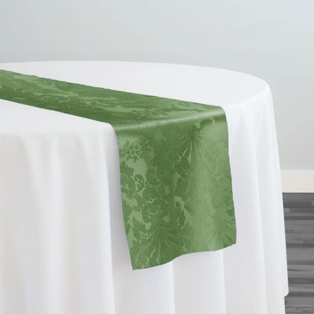 Damask Poly Table Runner in Sage 1152