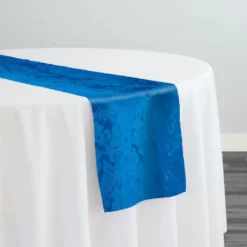 Damask Poly Table Runner in Turquoise 1140