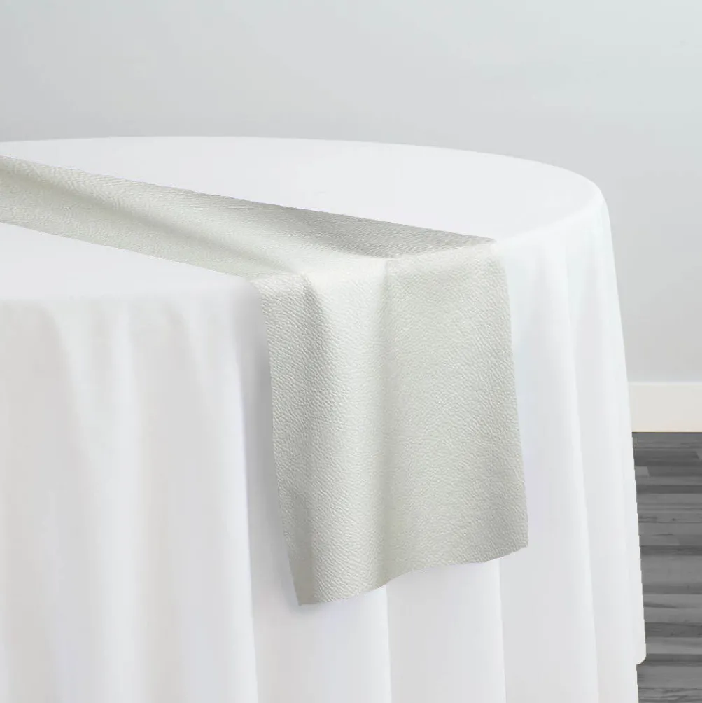 Deco Leather Table Runner in White