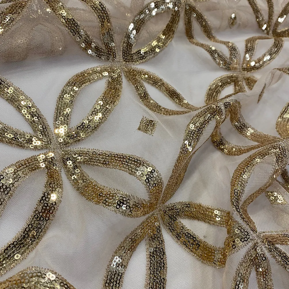 Delano Sequins Table Linen in Champagne