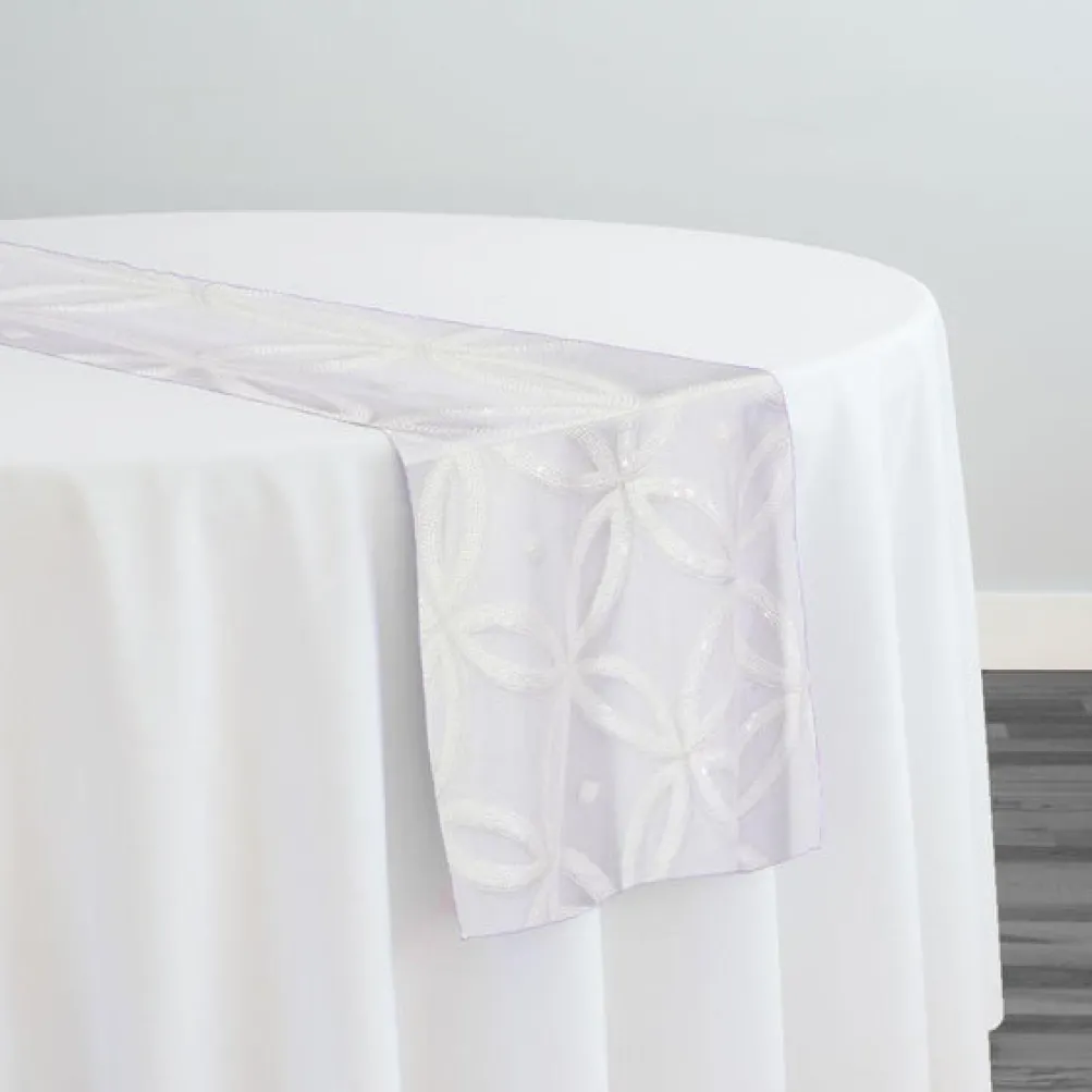 Delano Sequins Table Runner in White