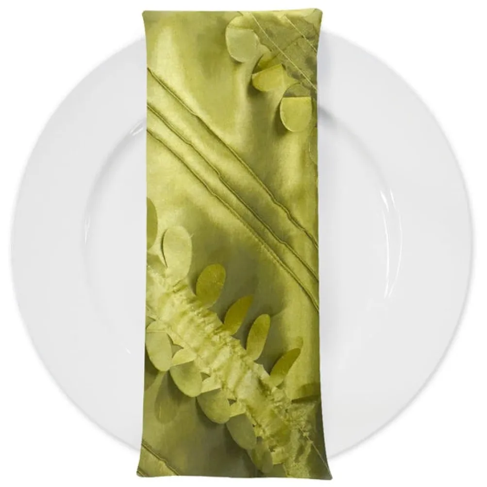 Diagonal Taffeta Table Napkin in Olive