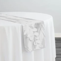 Diagonal Taffeta Table Runner in White