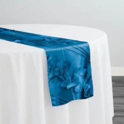 Diagonal Taffeta Table Runner in Teal