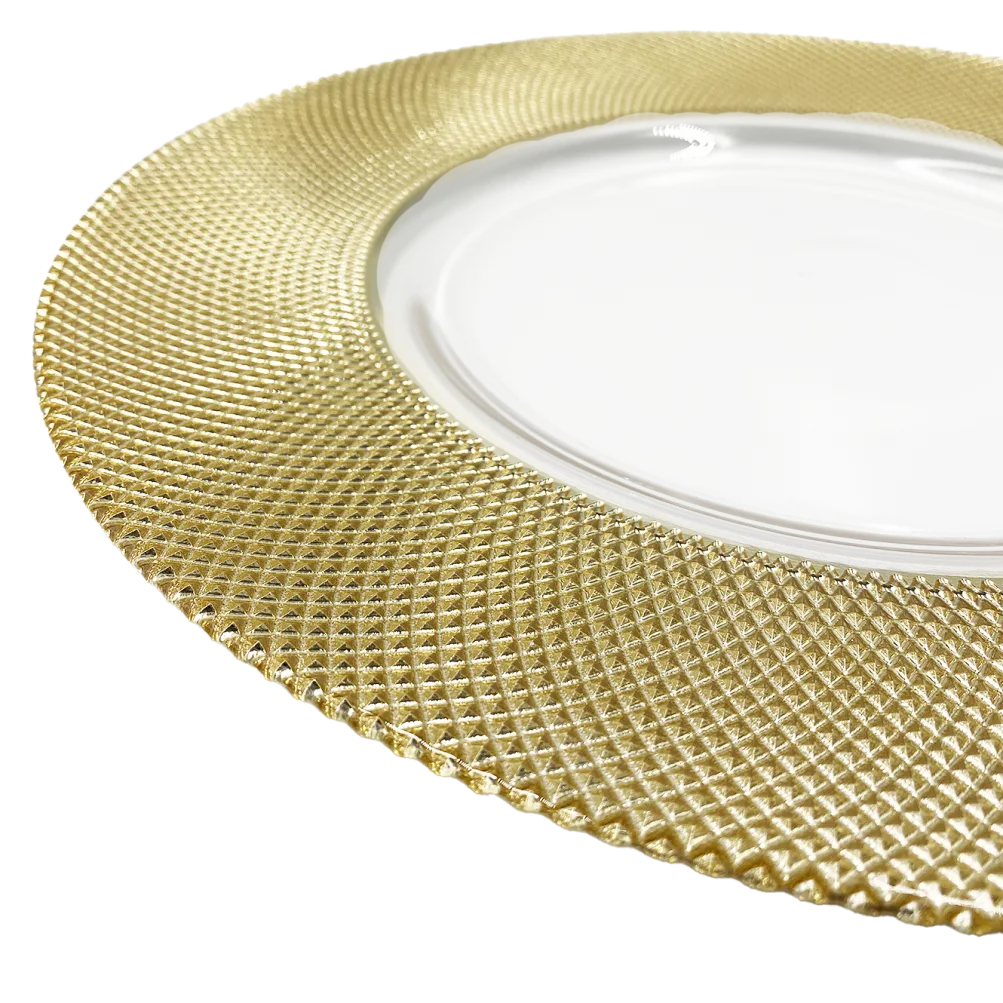 Dotted - Glass Charger Plate in Gold (Item # 0027)