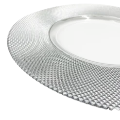 Dotted - Glass Charger Plate in Silver (Item # 0027)