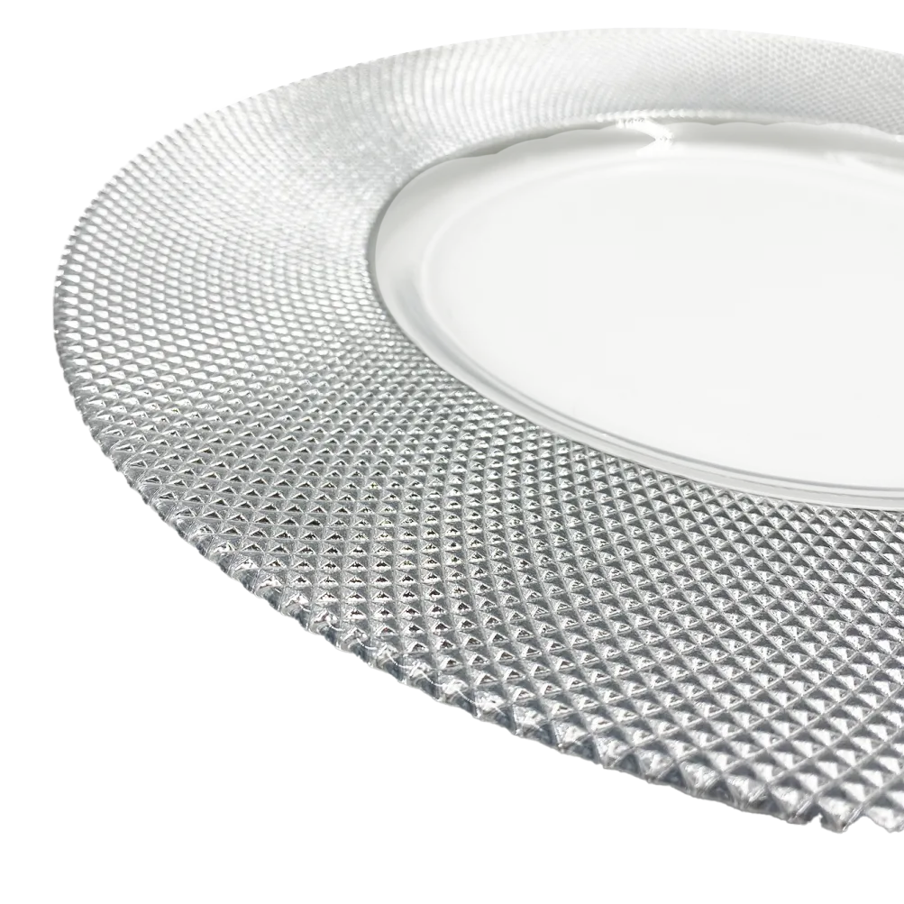 Dotted - Glass Charger Plate in Silver (Item # 0027)