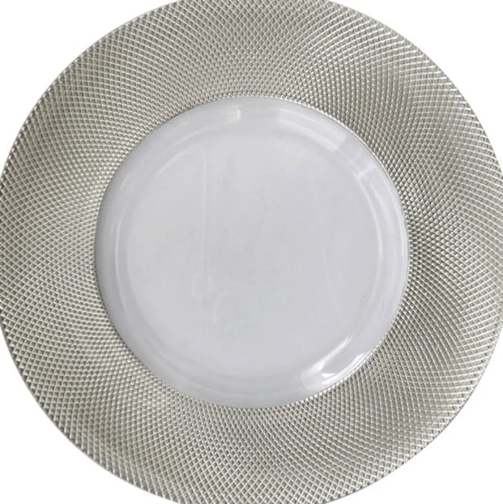 Dotted - Glass Charger Plate in Silver (Item # 0027)