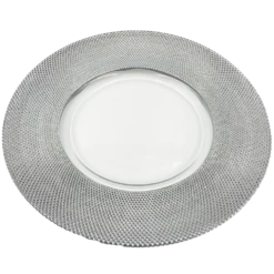 Dotted - Glass Charger Plate in Silver (Item # 0027)