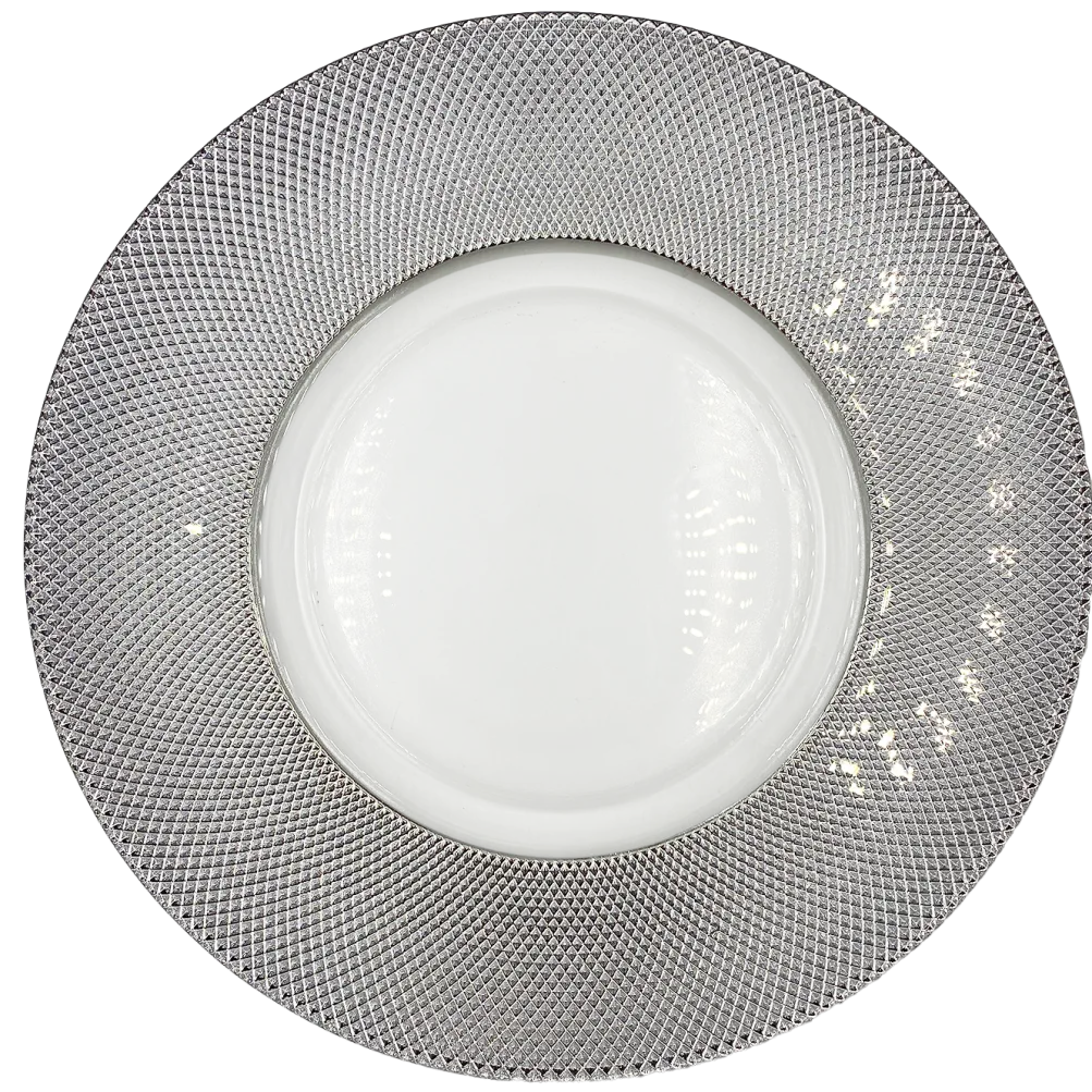 Dotted - Glass Charger Plate in Silver (Item # 0027)