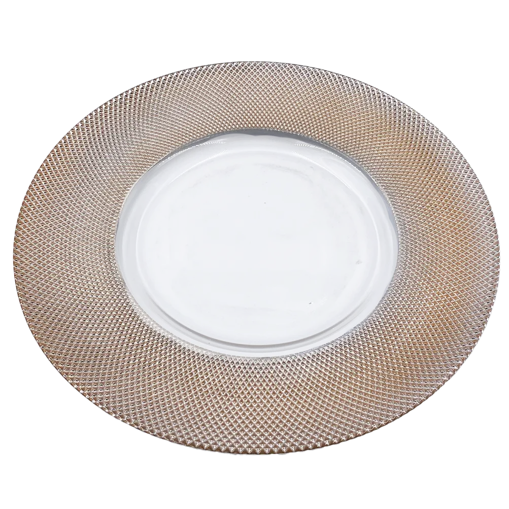 Dotted - Glass Charger Plate in Rose Gold (Item # 0027)