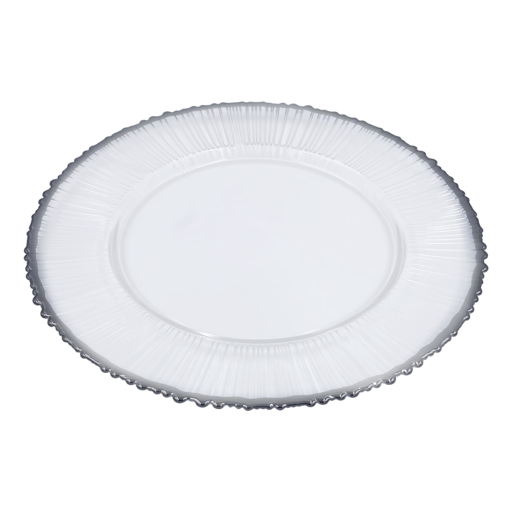 Eclipse - Glass Charger Plate in Silver (Item # 0309-R)